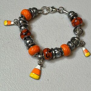 Halloween candy corn beaded bracelet